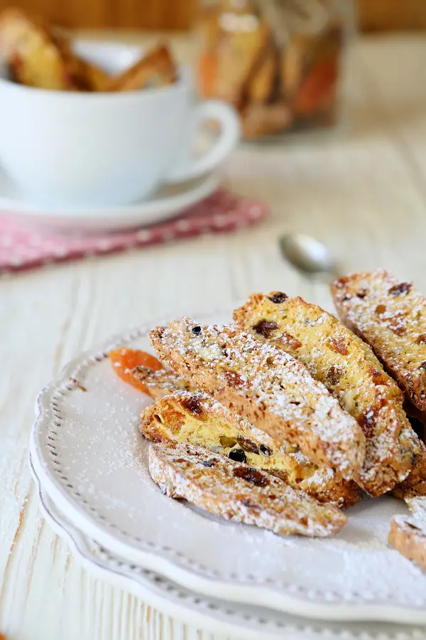 Biscotti on a plate and in a jar