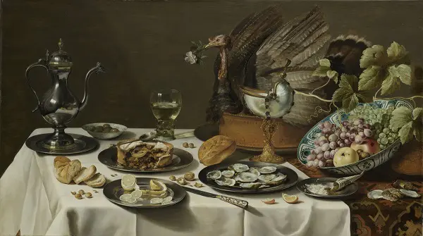 pieter-claesz_stilleven-met-kalkoenpastei_1627_rijksmuseum