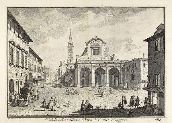 Giuseppe Zocchi, View of Church of San Pier Maggiore, 1744, album, etching with engraving, 62.5 × 80 cm, The British Museum, London, 1922,0410.142.20 © The Trustees of The British Museum