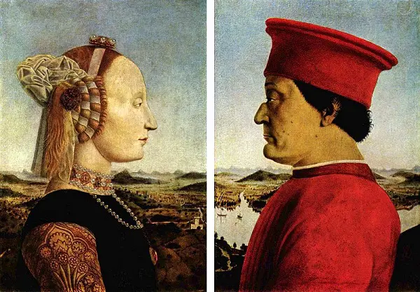Piero-della-Francesca-hertog- Montefeltro-Battista-Sforza-Galleria-Uffizi-Florence